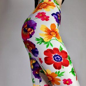 American Apparel Bright Floral White Leggings